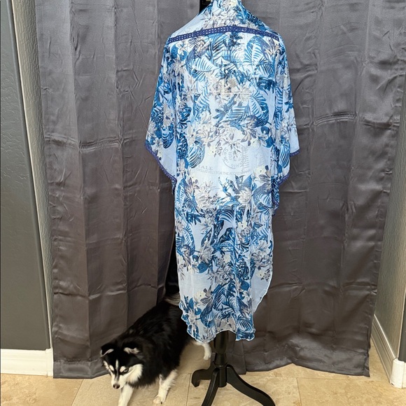 BCBGeneration Blue Floral Swim Coverup - Picture 6 of 6